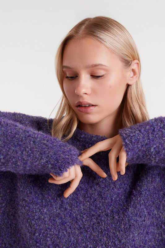 Purple Textured Knit Sweater