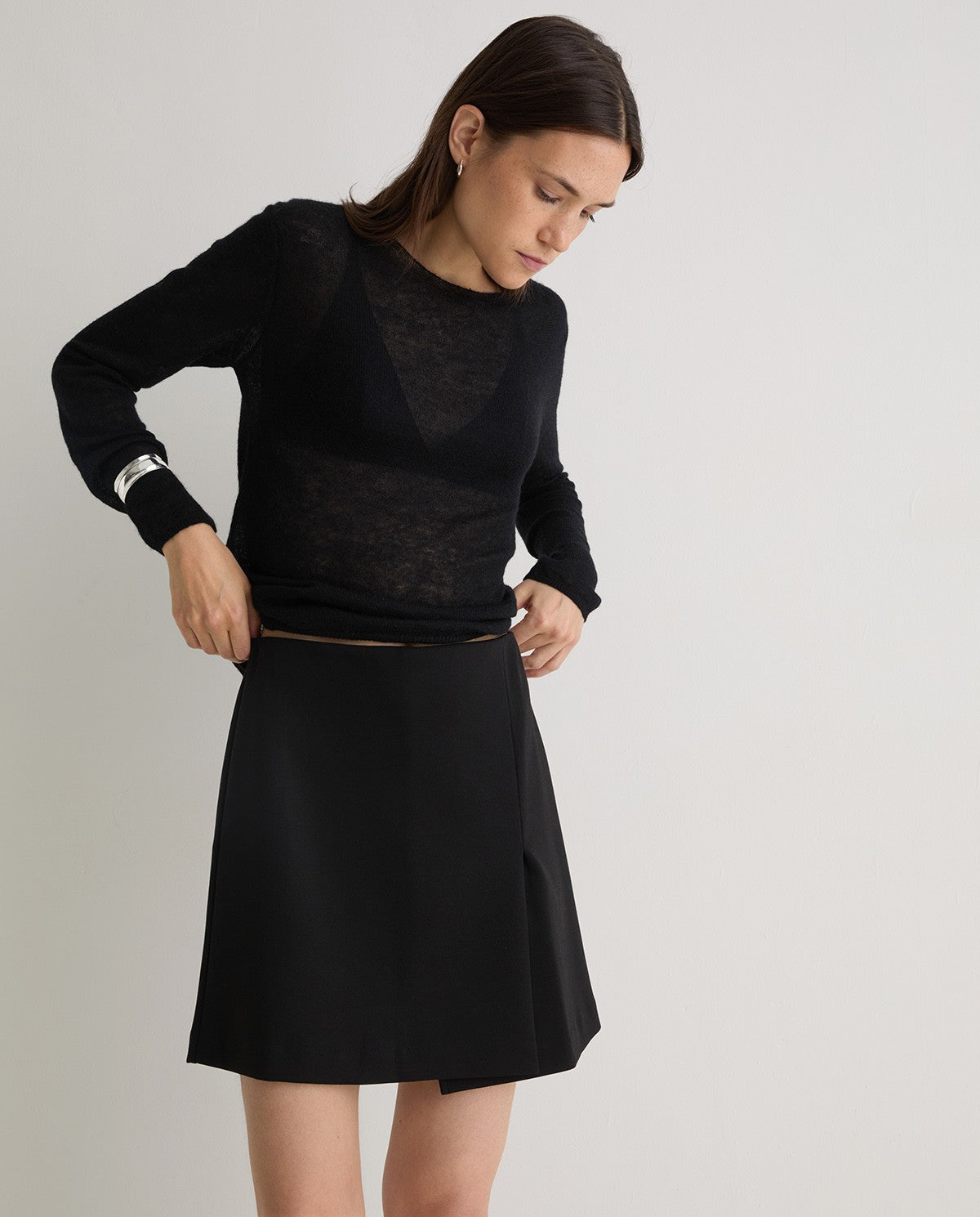 Black Merino-Blend Sweater
