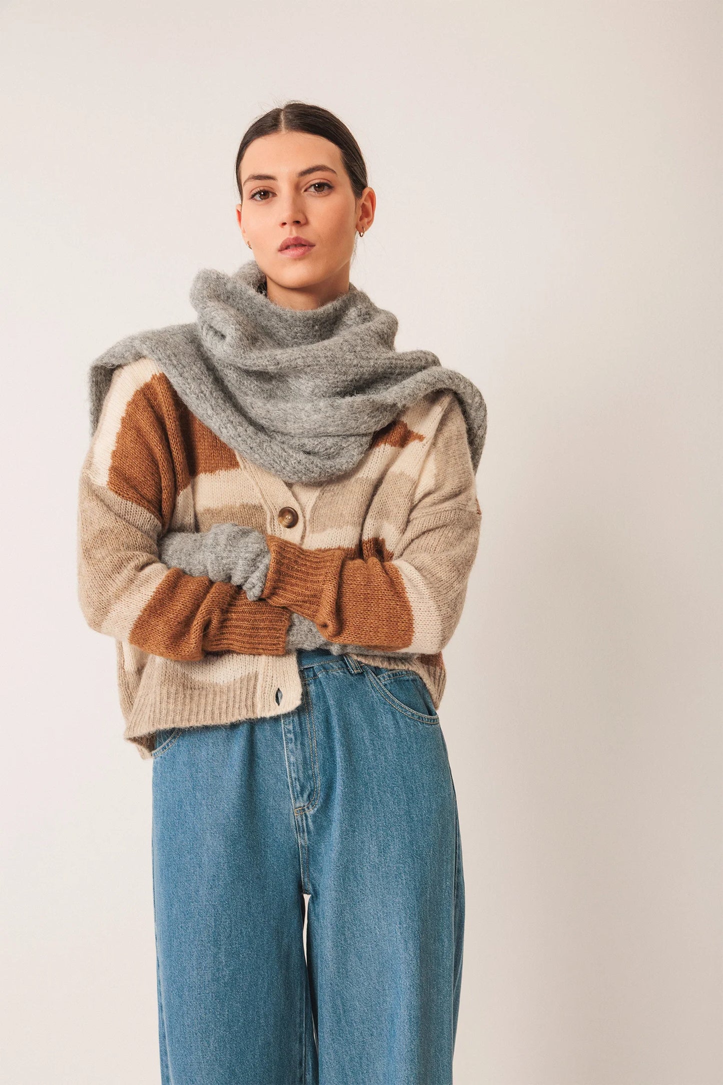 Intarsia Alpaca Cardigan