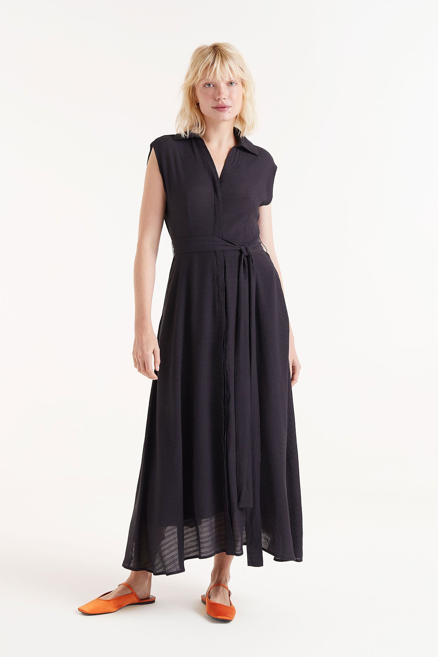 Black Midi Shirt Dress