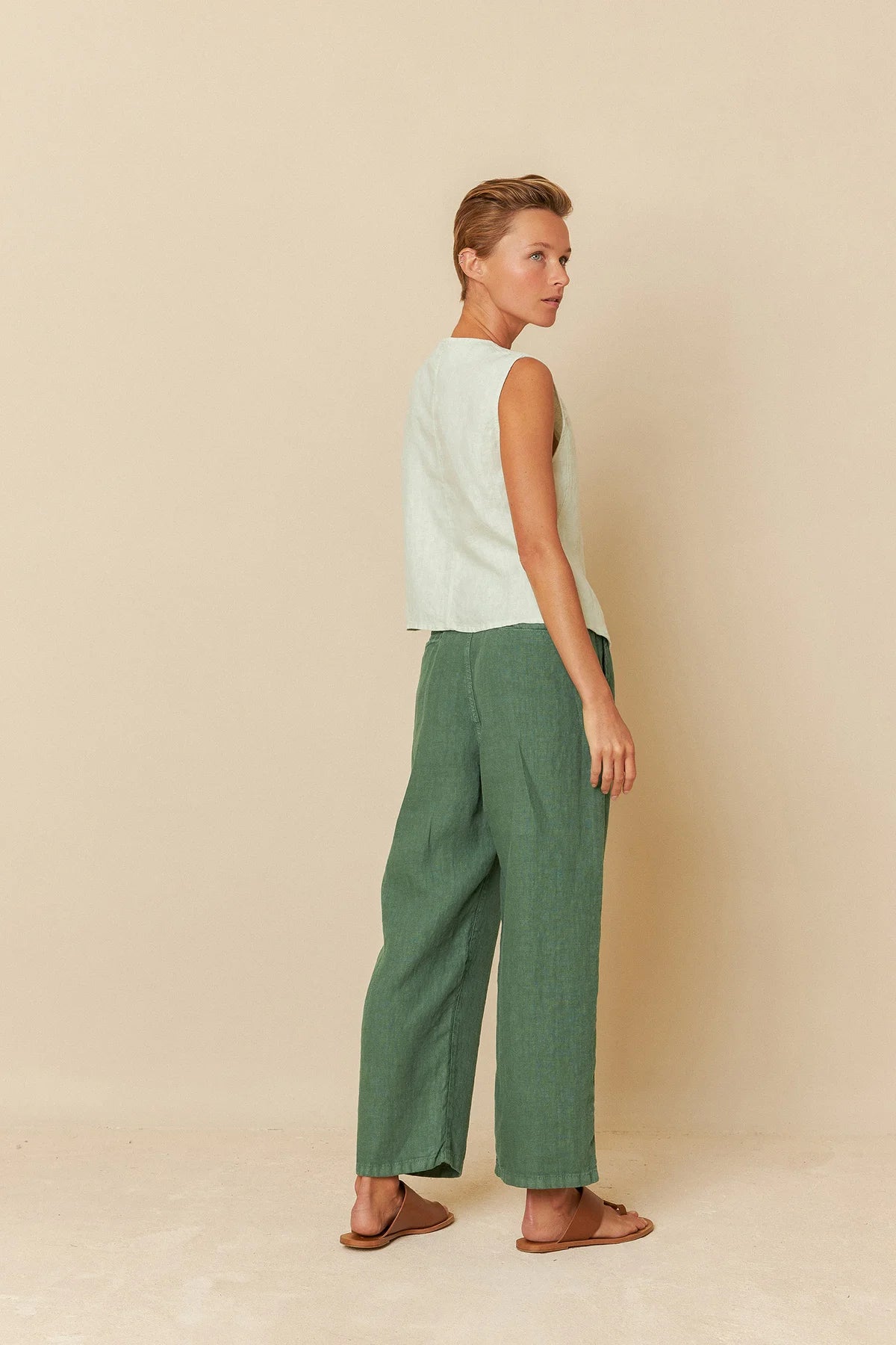 Soft Green Linen Vest