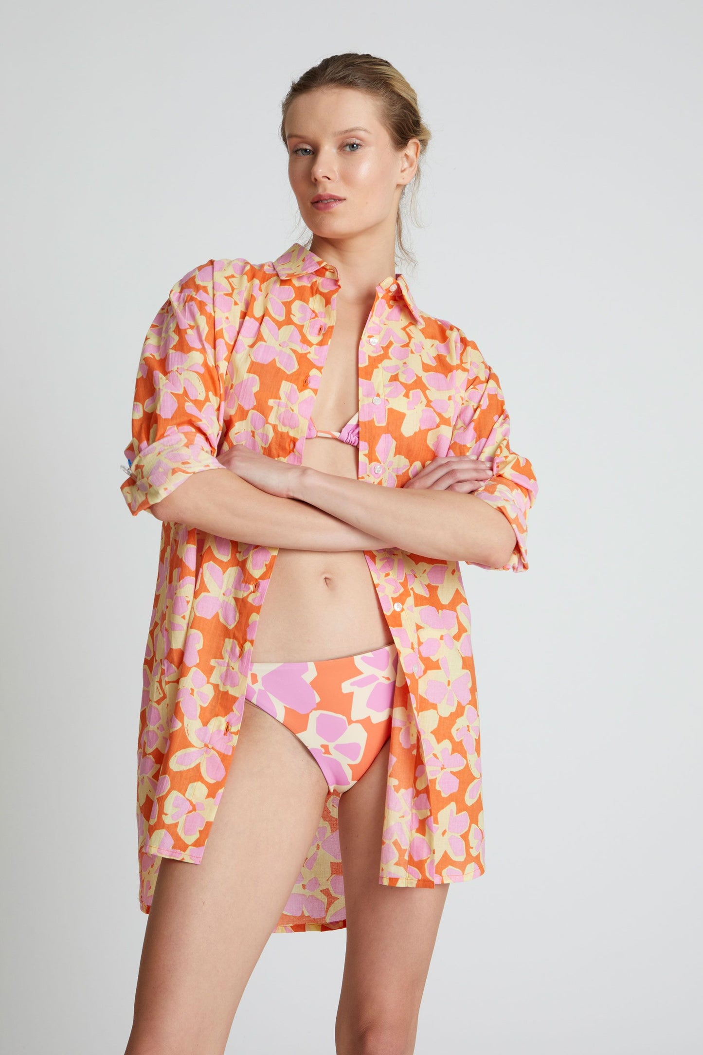 Orange Rubra Printed Oversize Shirt