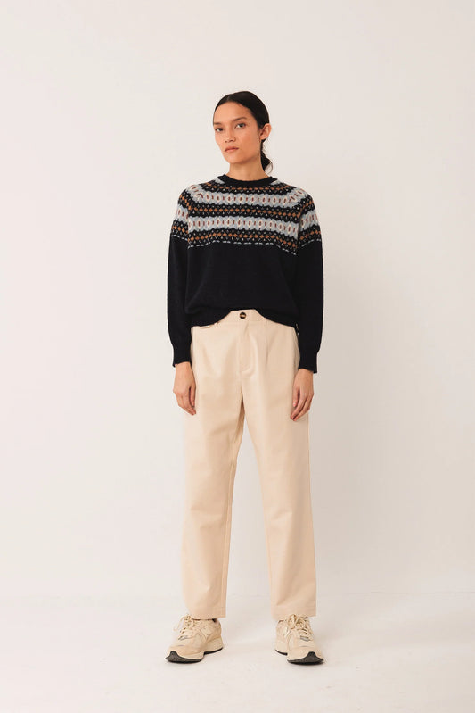 Jacquard Border Sweater