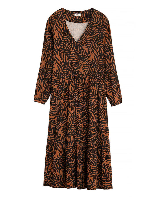 Brown Print Midi Dress - loveindi.ie