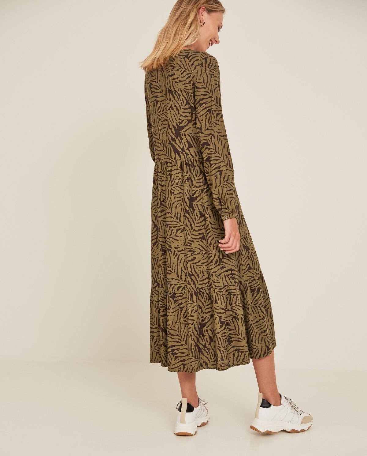Brown Print Midi Dress - loveindi.ie