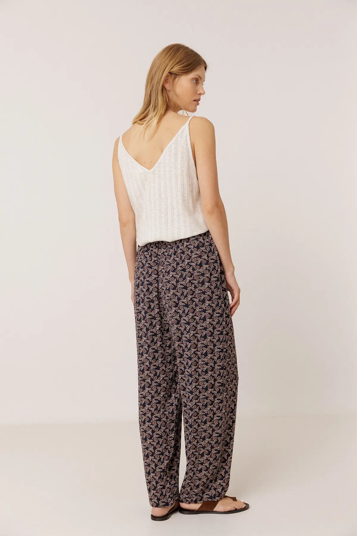 Flowy Block-Print Trousers