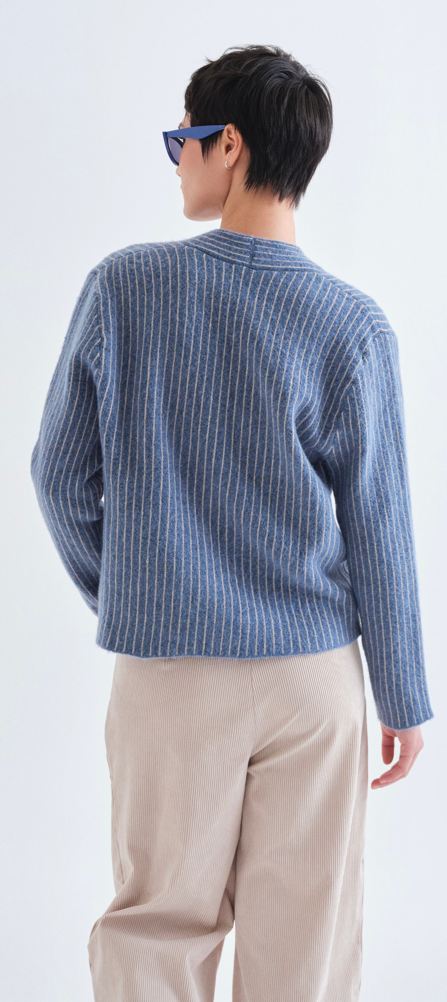 Light Blue and White Striped Cardigan