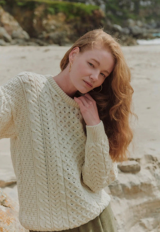 Aran Inisheer Traditional Ladies Cream Sweater