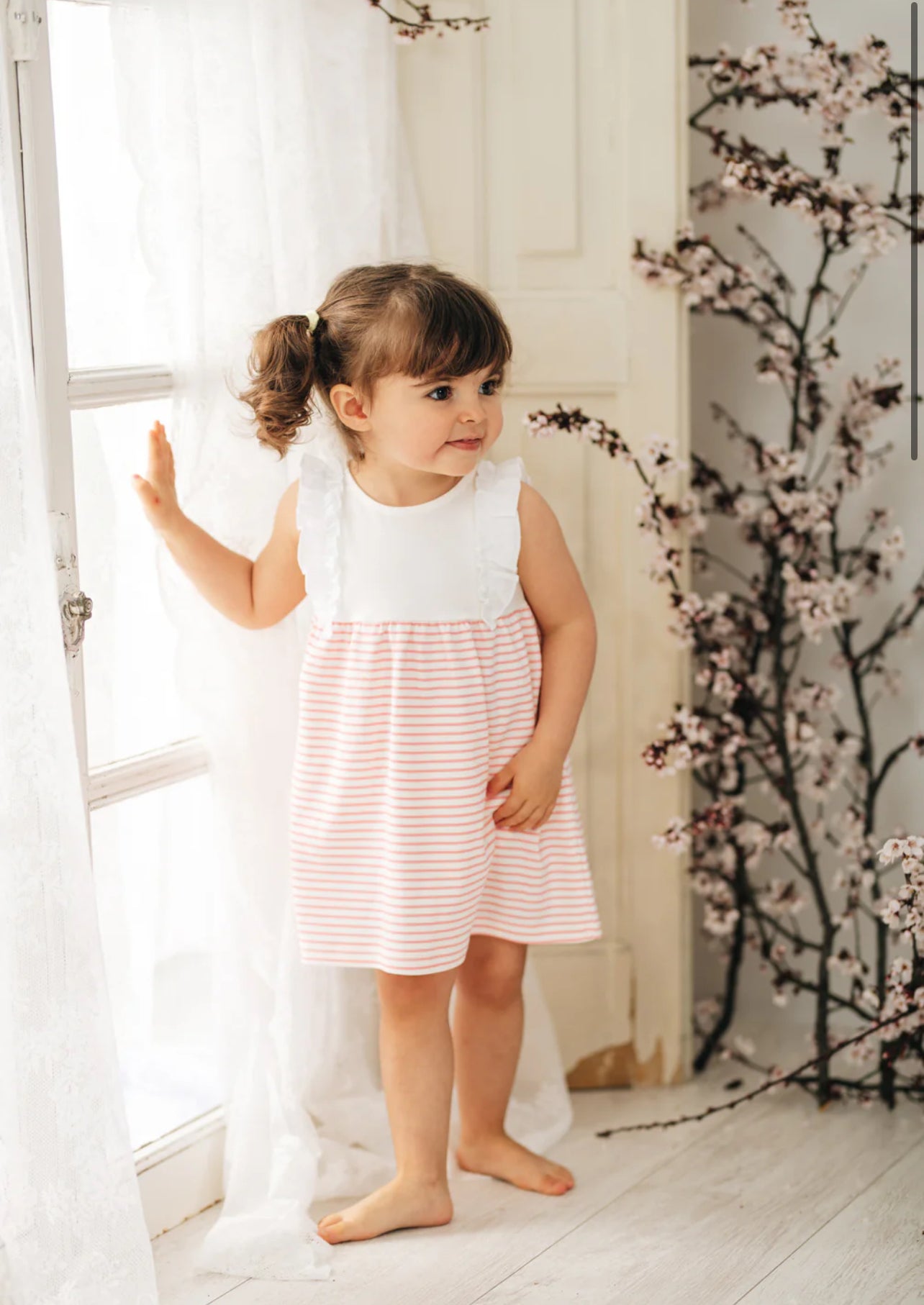 Pink and White Ruffle Dress