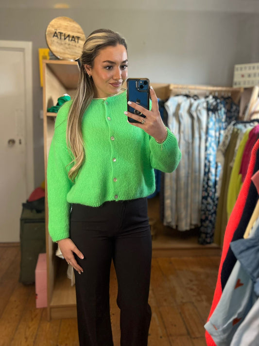 Green Superfine Alpaca and Wool Cardigan