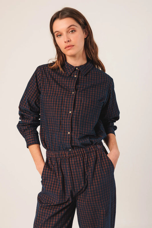 Vichy Elastic Micro-Corduroy Pants