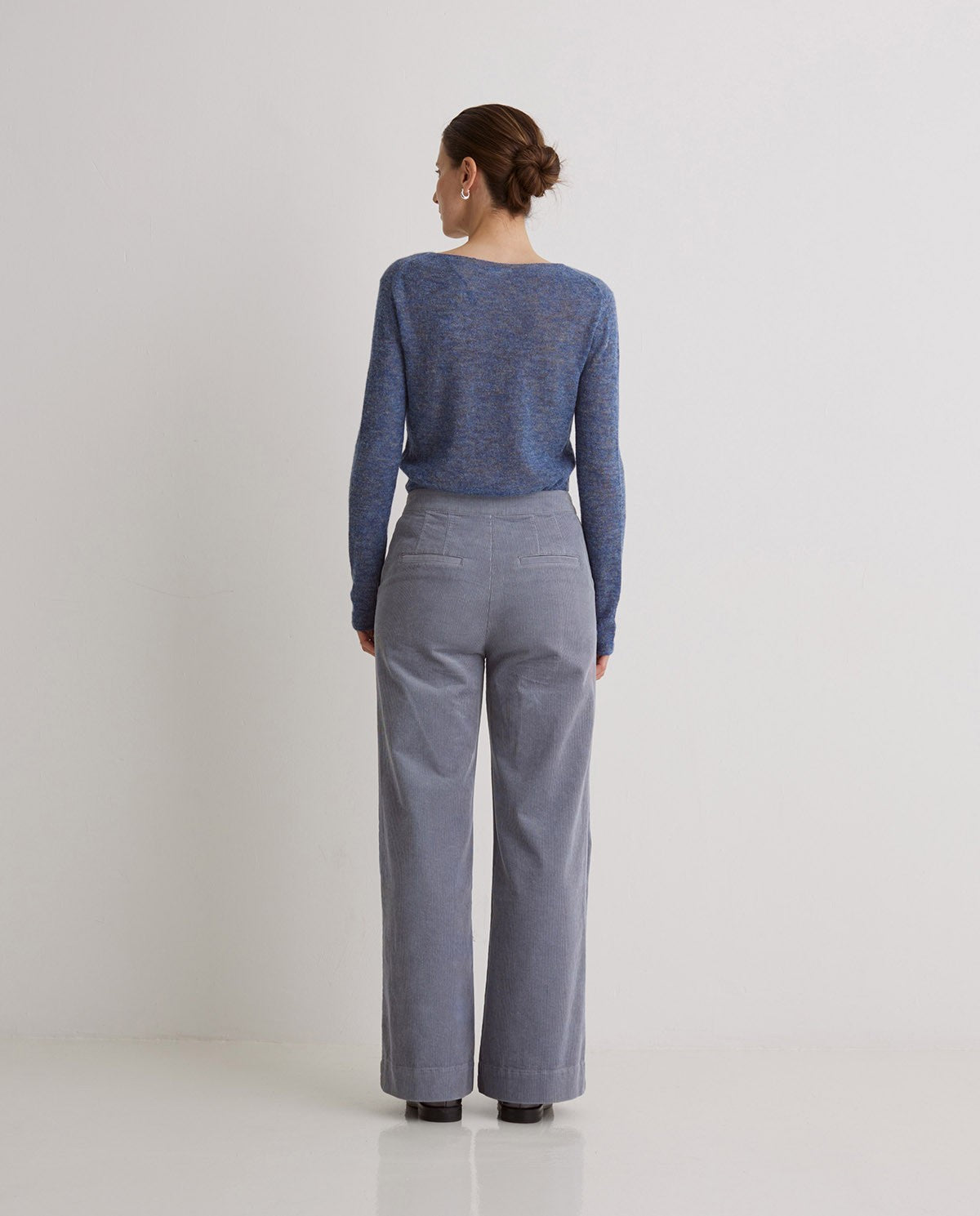 Blue Corduroy Flared Trousers