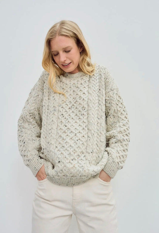 Aran Inisheer Traditional Ladies Flecked Cream Sweater