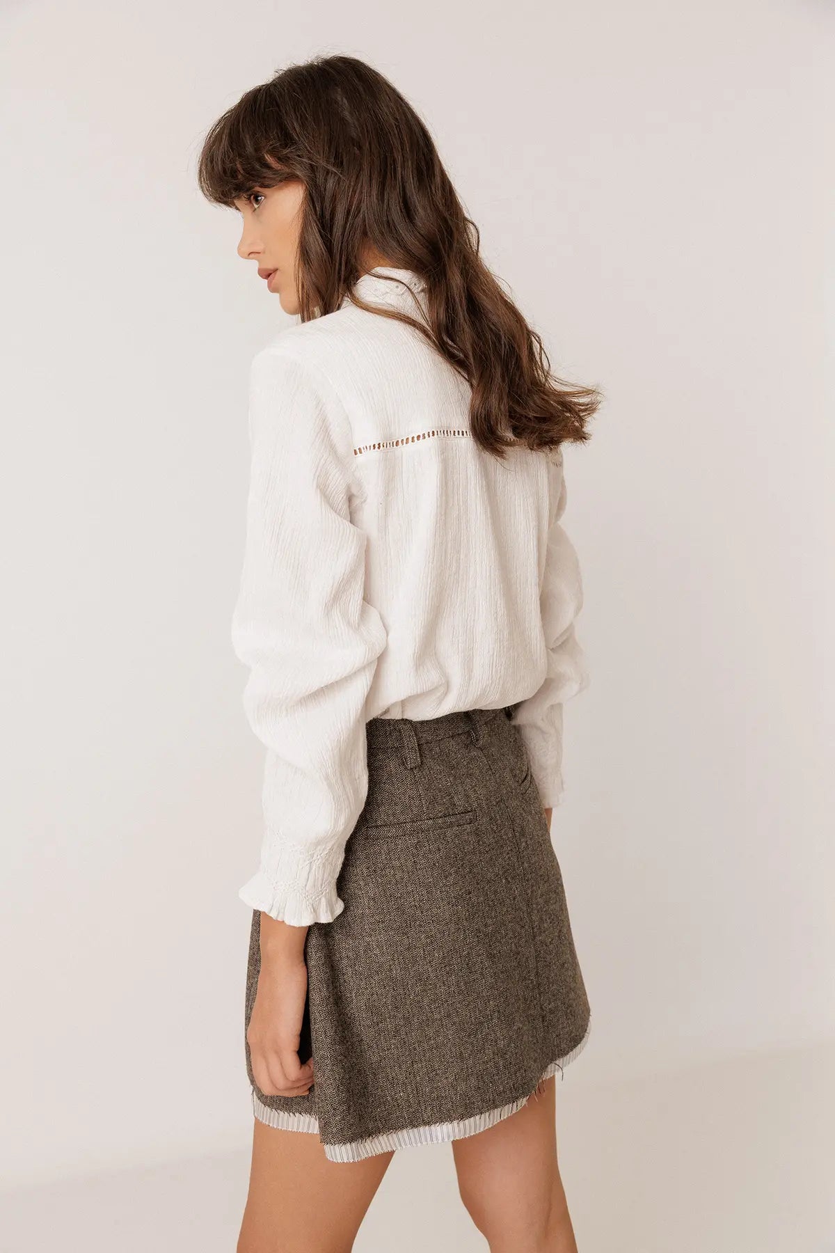 White Romantic Double-Gauze Shirt