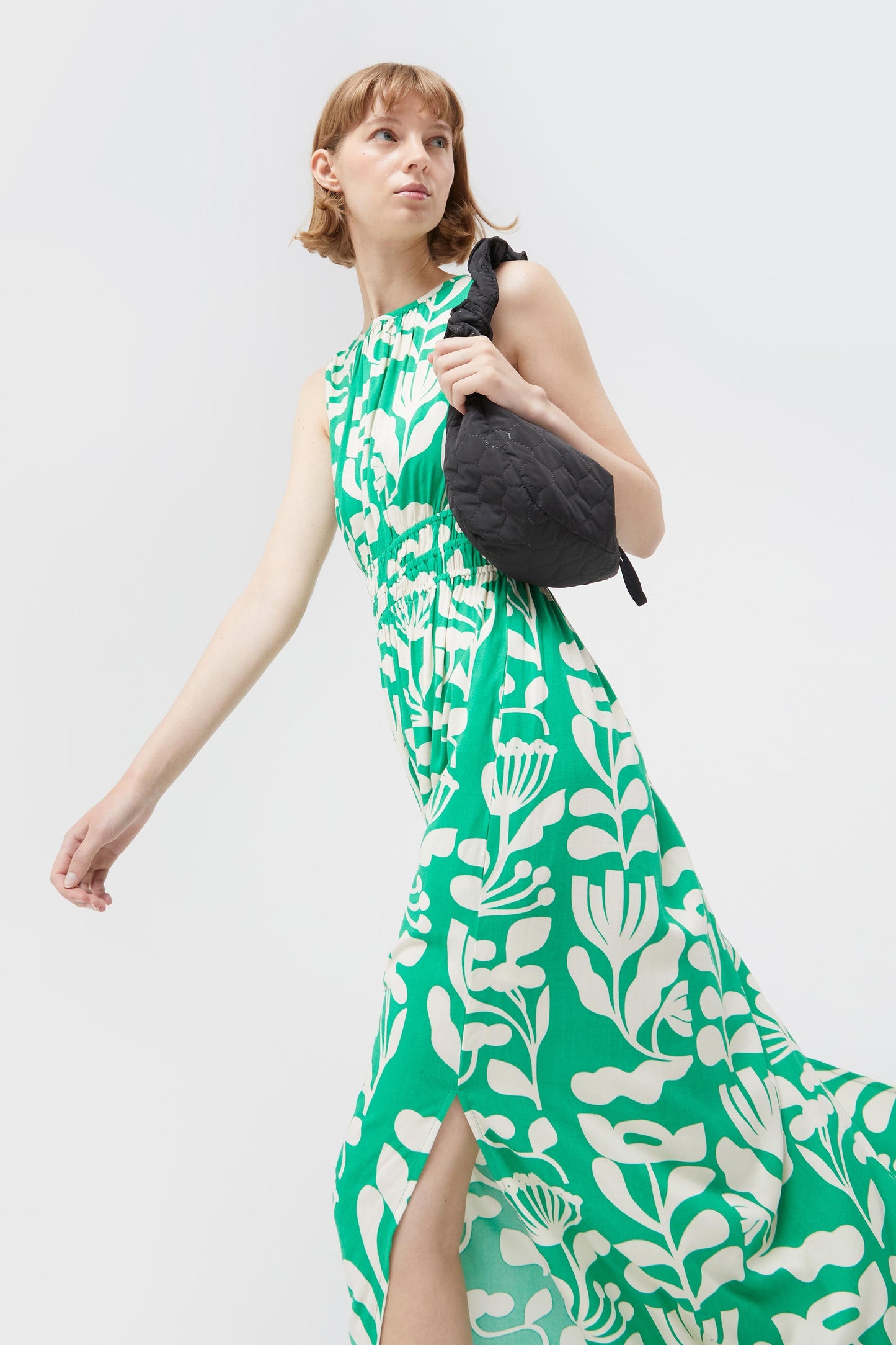 Printed Green Maxi sleeveless Dress