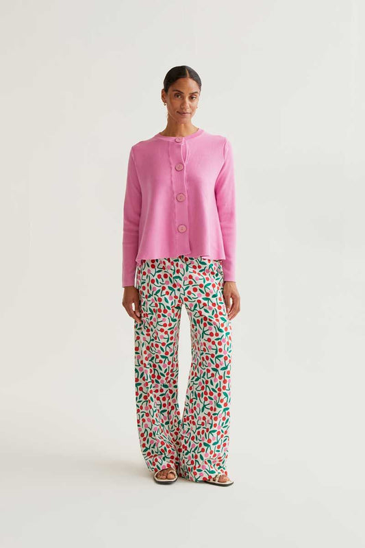 Pink Button Knit Cardigan