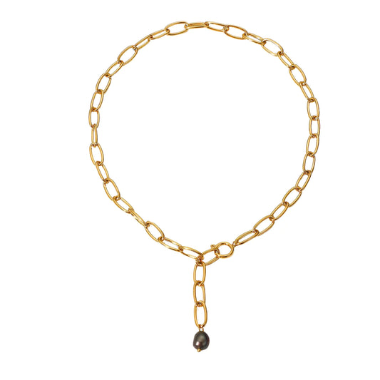 Gold Pearl Drop Necklace