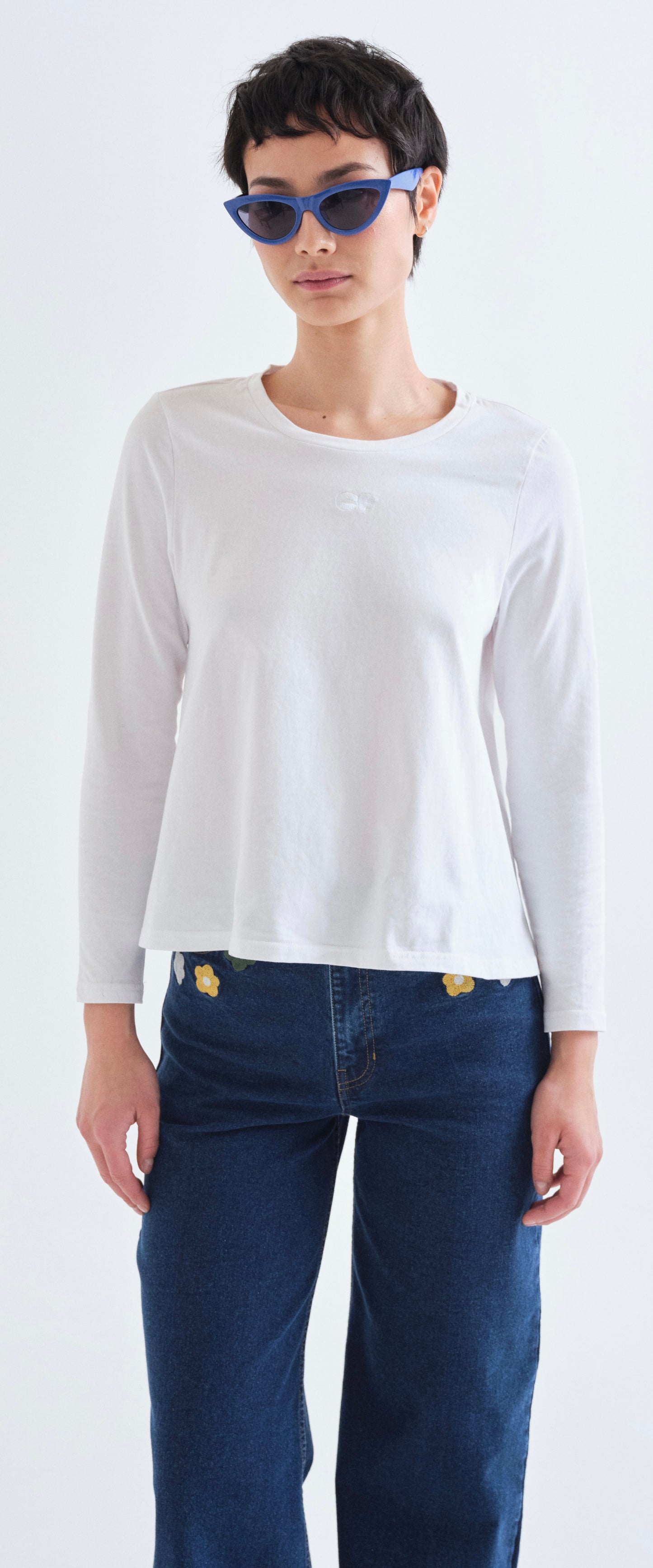 100% White Cotton "CF" T-Shirt