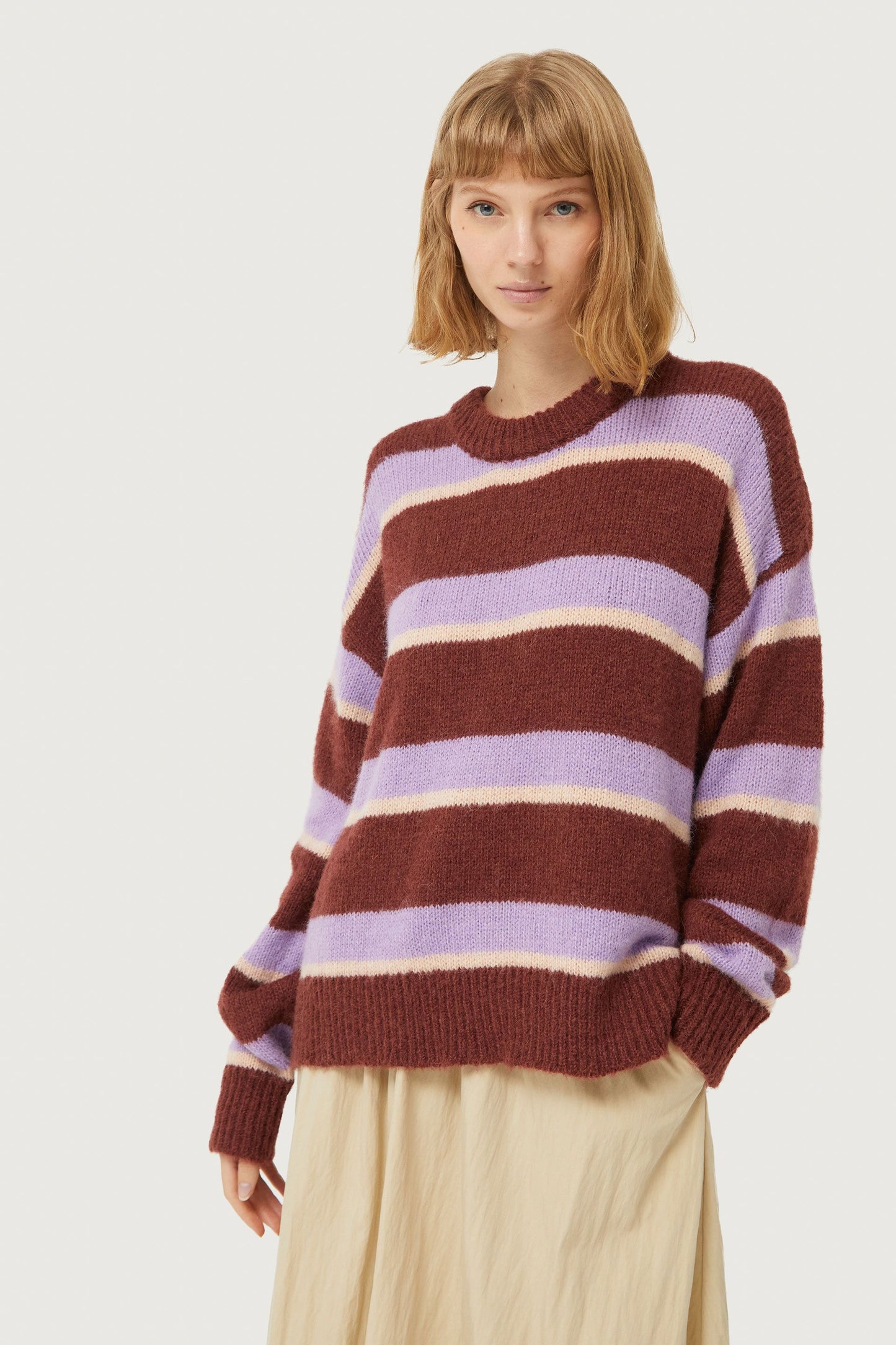 Brown Striped Knitted Sweater