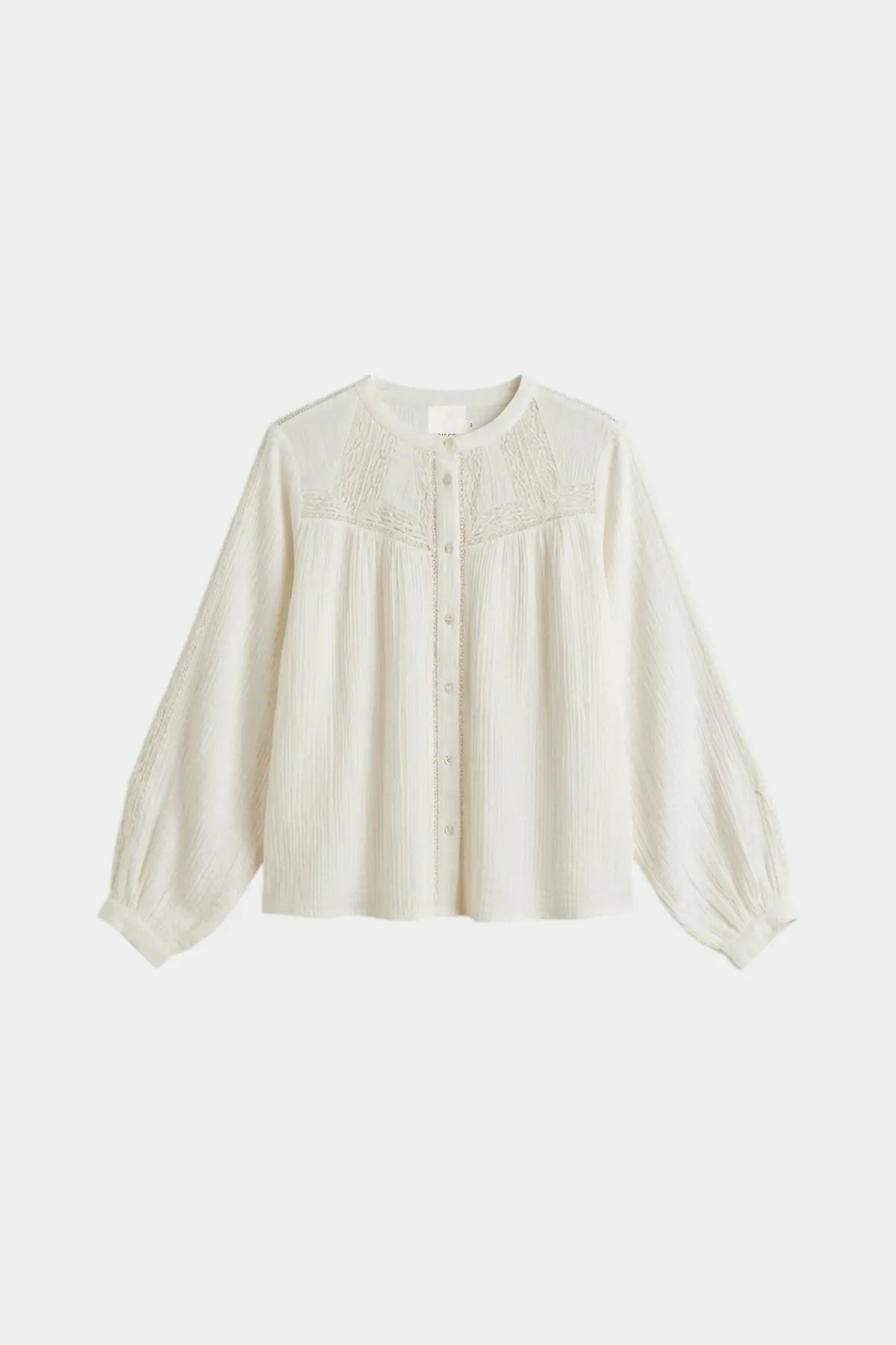 Ecru Combination Shirt With Lace
