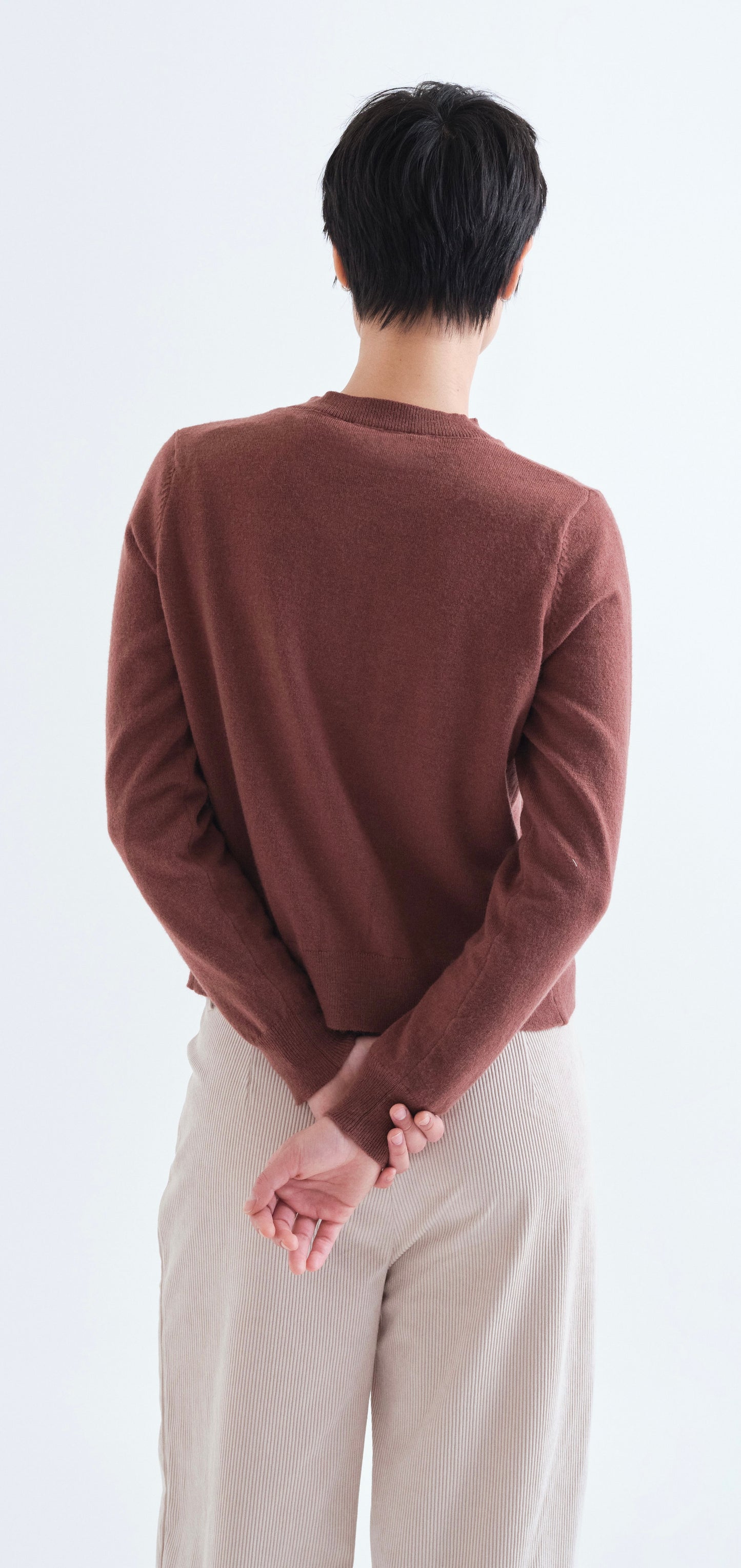 Brown Knit Cardigan with Floral Buttons