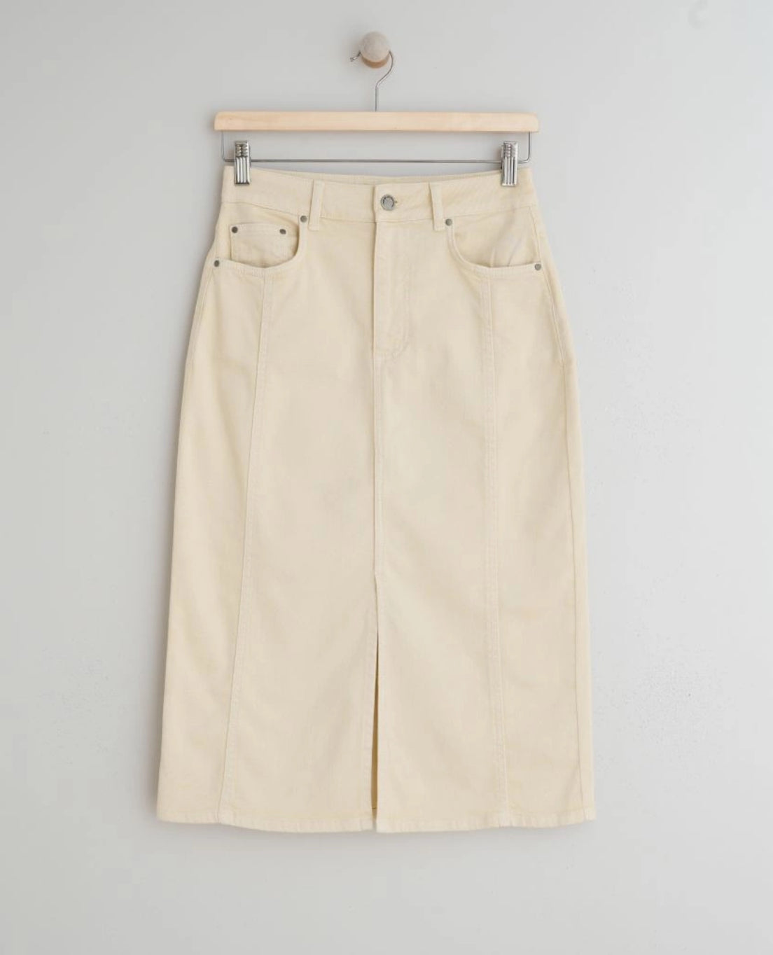 Cream Pencil Denim Skirt