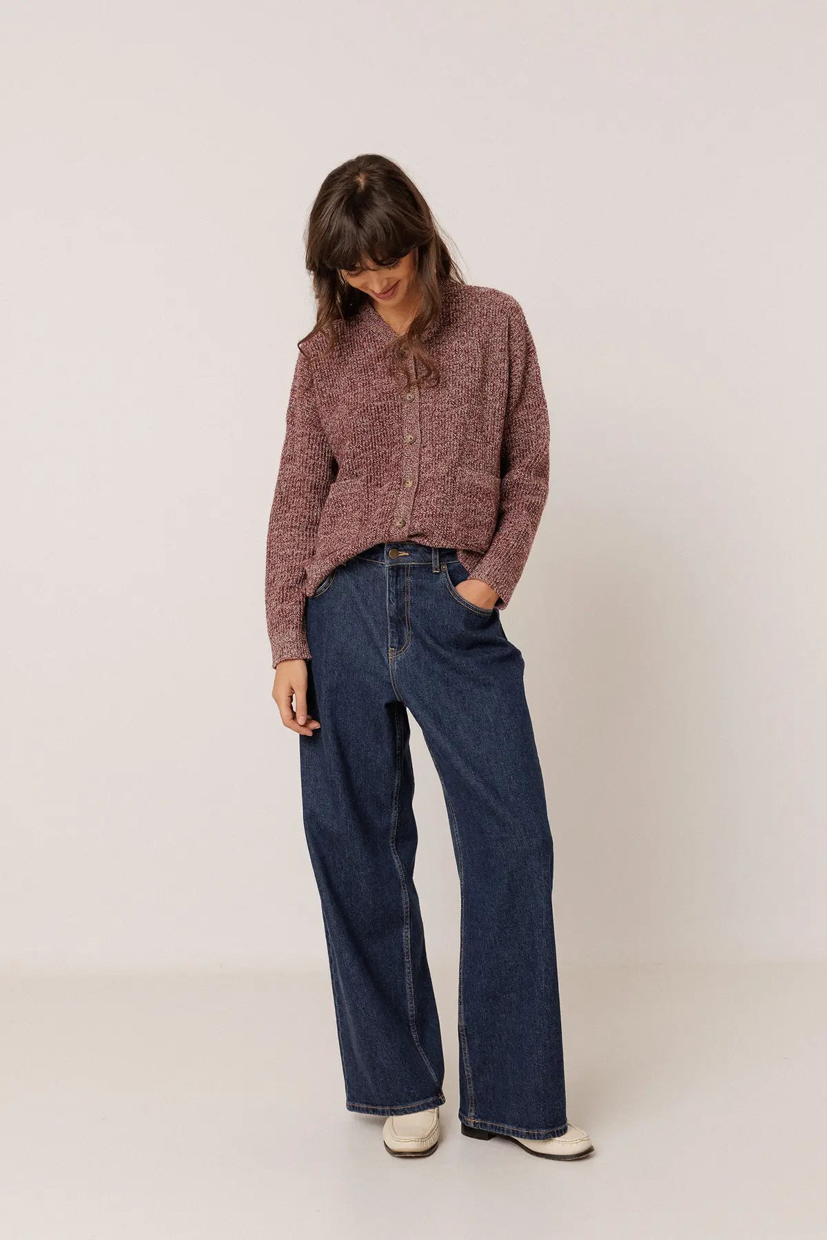 Marled Button-Up Cardigan