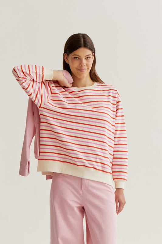 Pink and Red Striped Sweatshirt