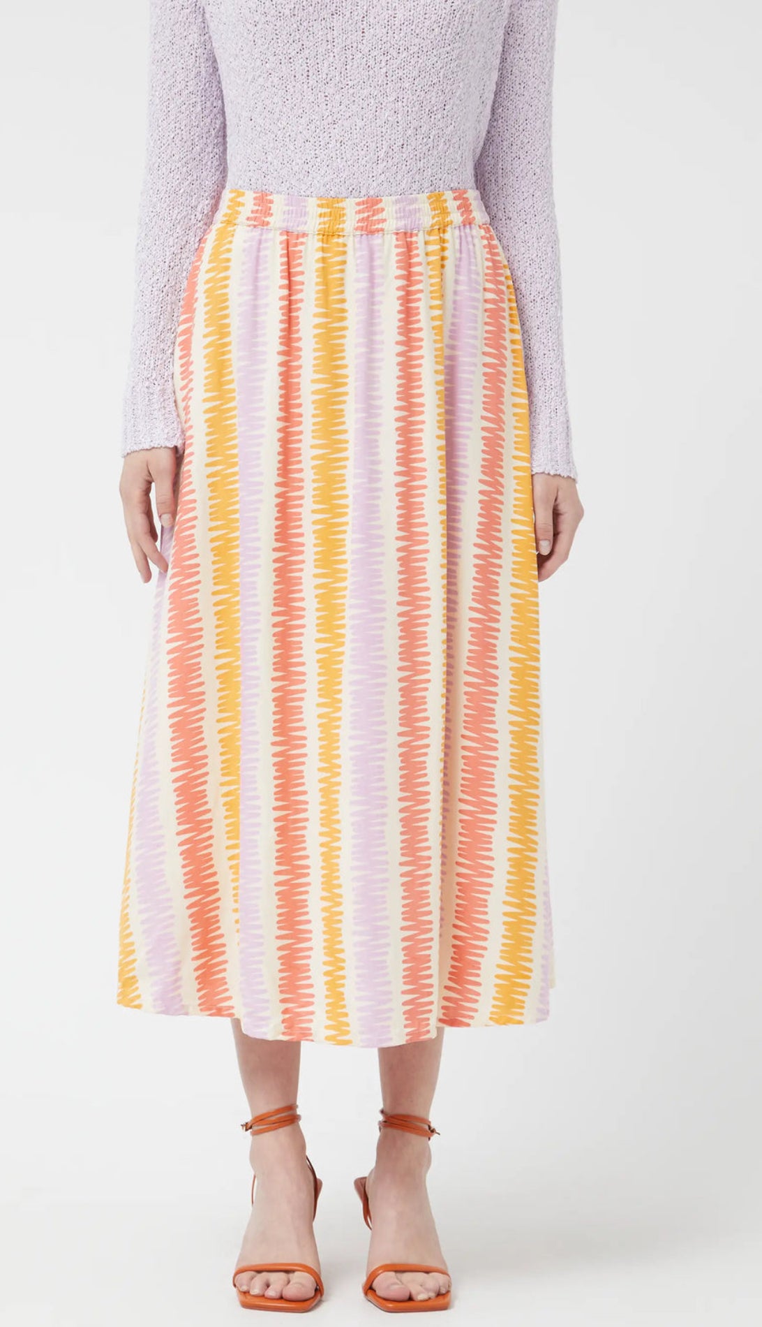 Lines Striped Printed Midi Skirt
