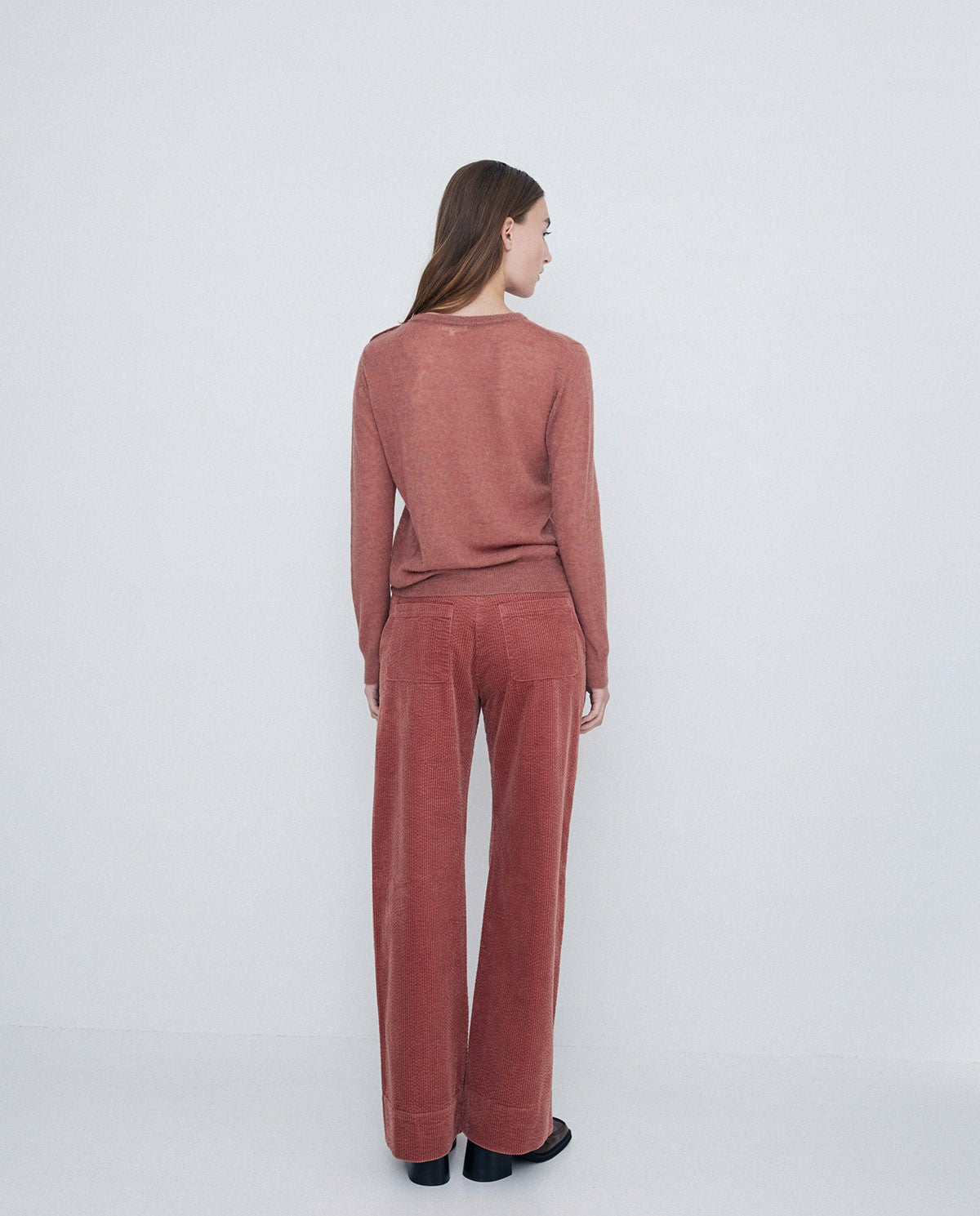 Wide Leg Terracotta Cord Trousers