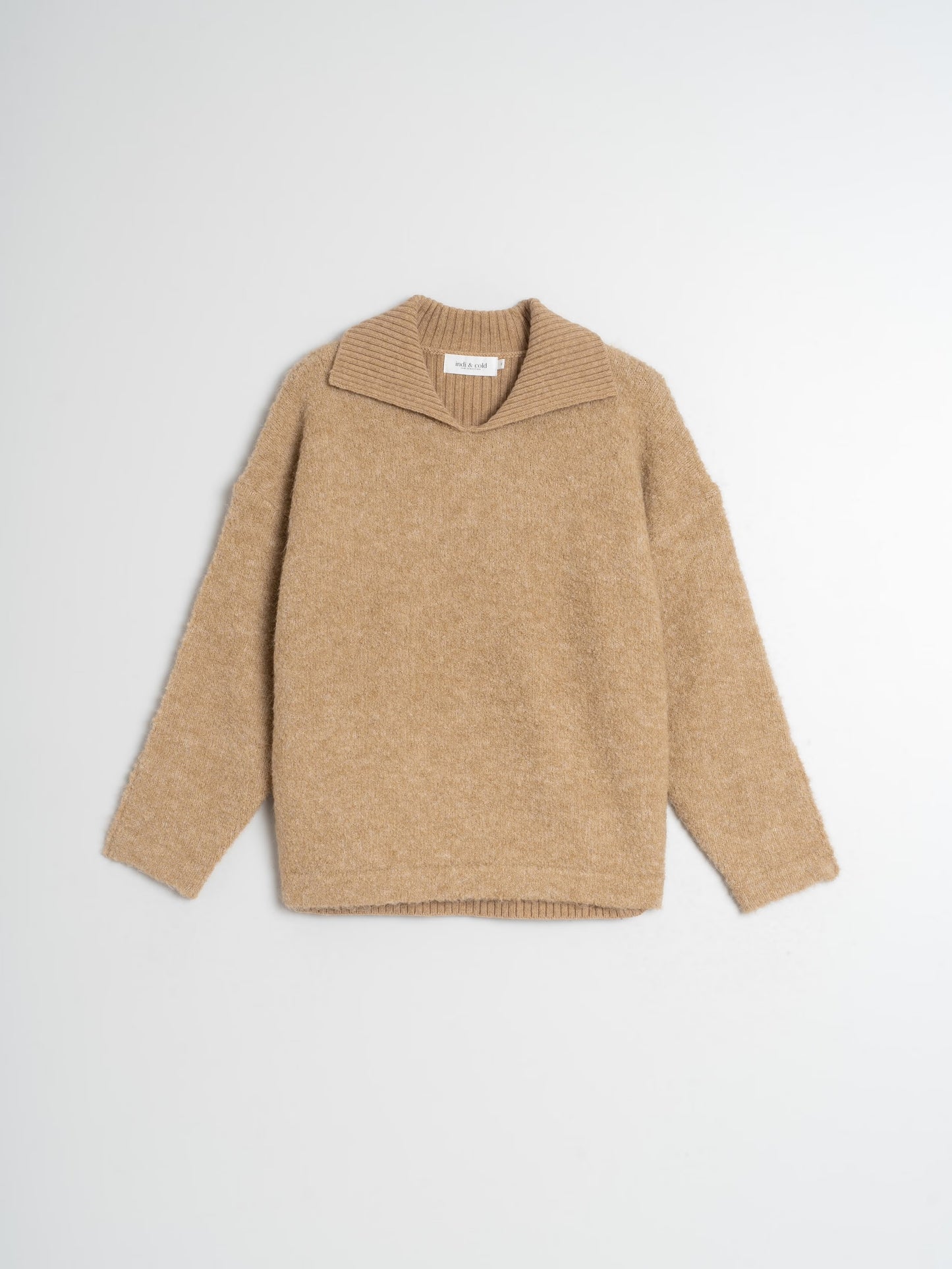 Beige Polo Collar Sweater