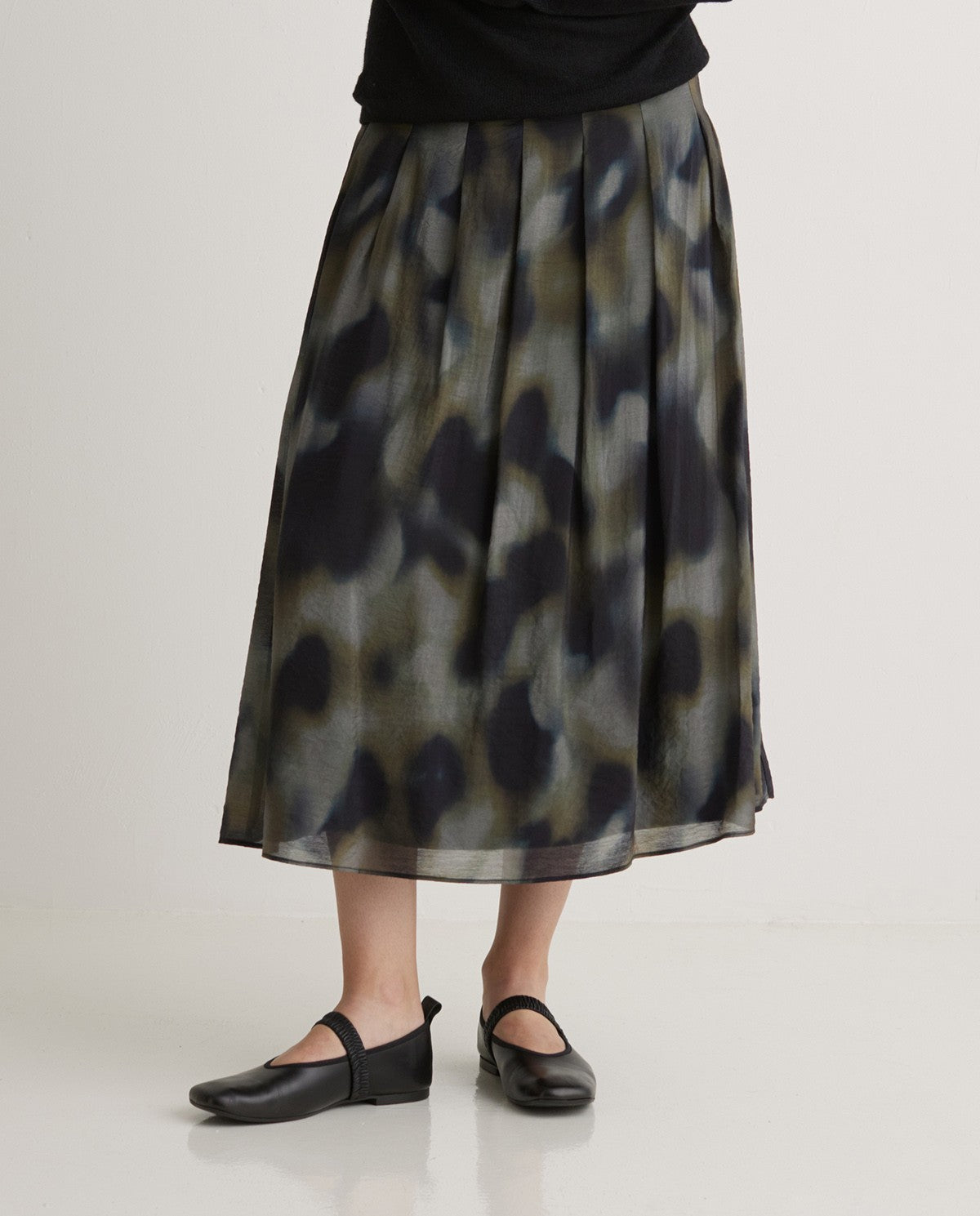Multicolour Flared Print Midi Skirt