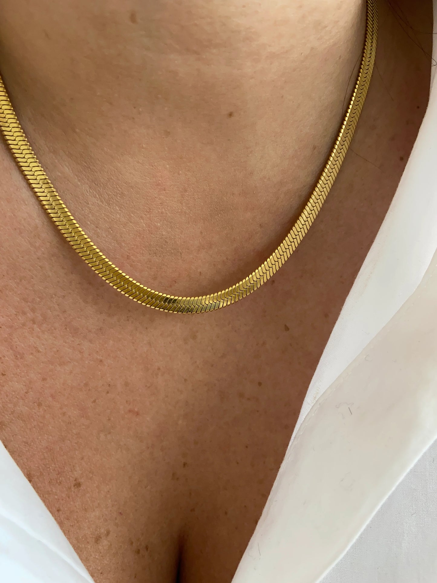 Gold Serpentine Flat Chain Necklace