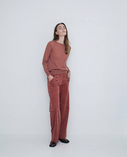 Wide Leg Terracotta Cord Trousers