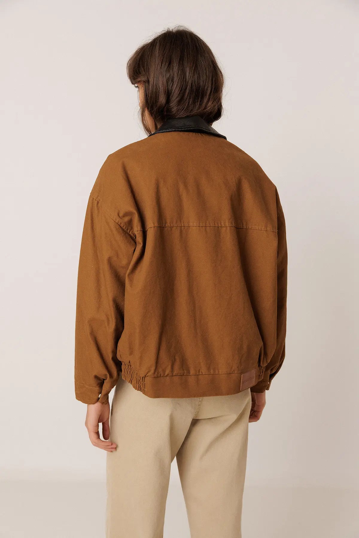 Brown Washed-Effect Quilted Jacket