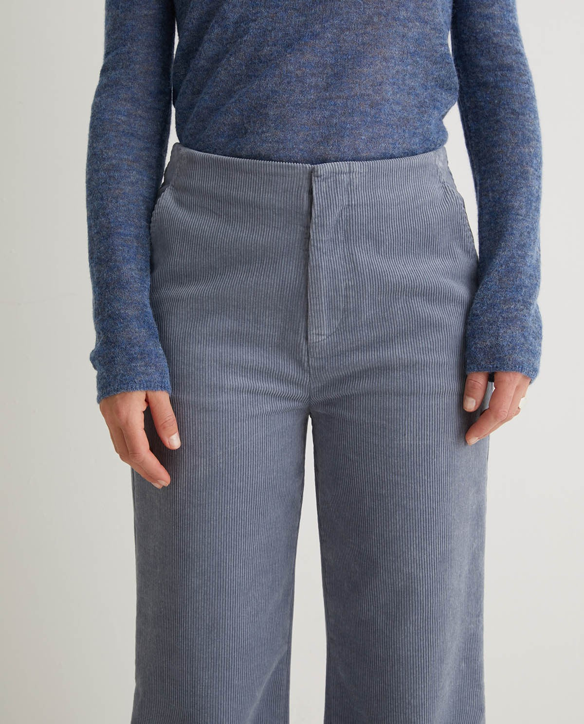 Blue Corduroy Flared Trousers