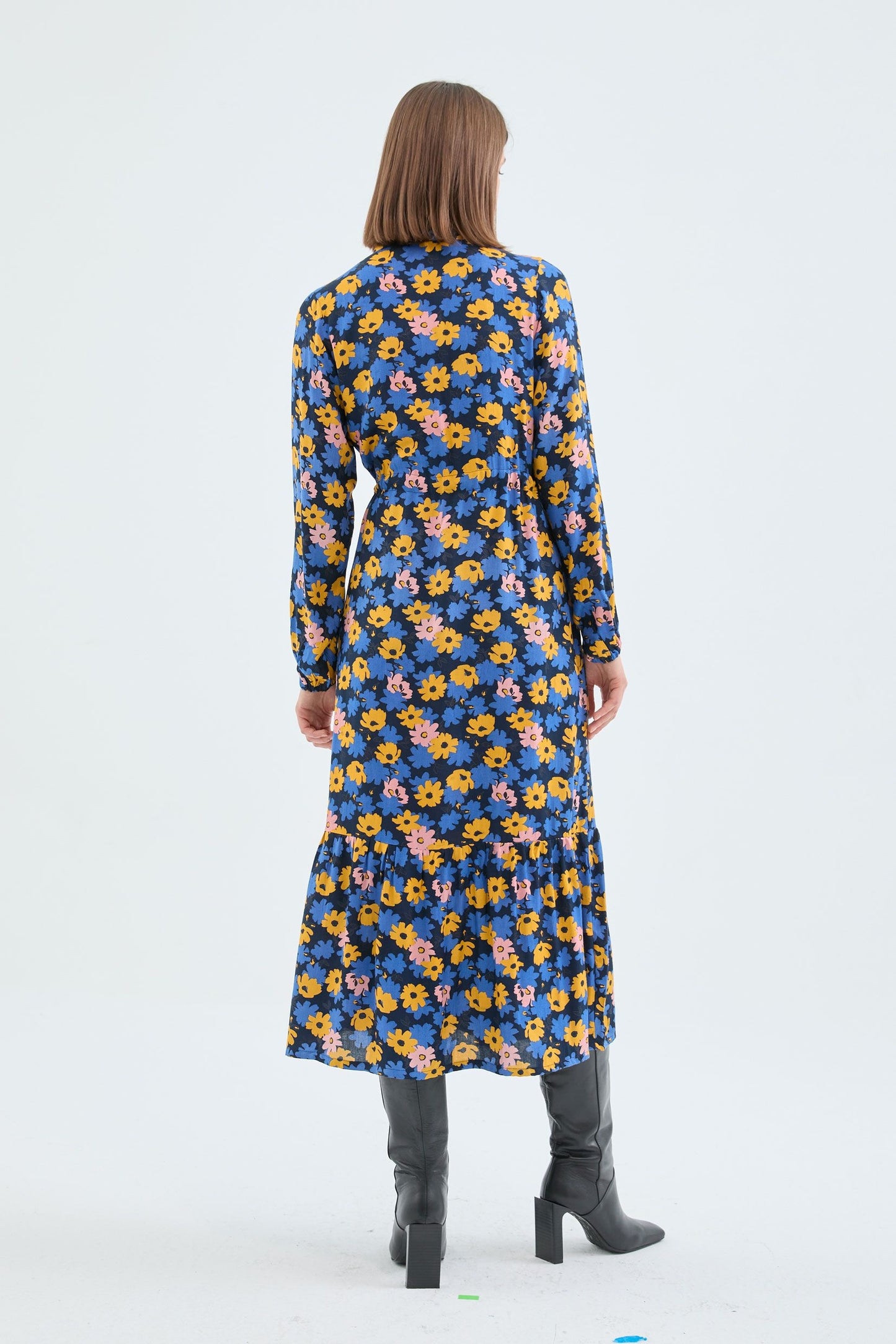 Midi shirt dress with floral print