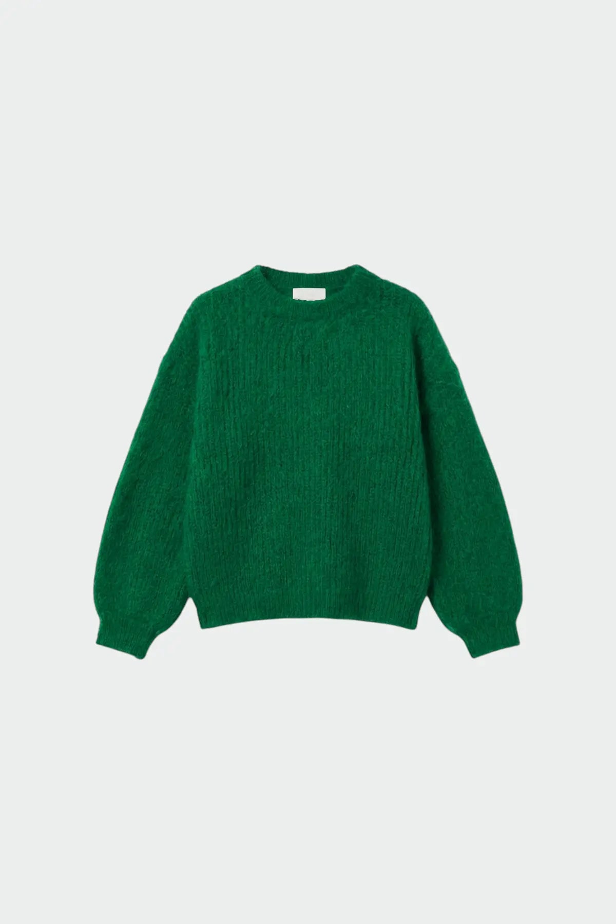 Green Brushed-Effect Mohair Sweater