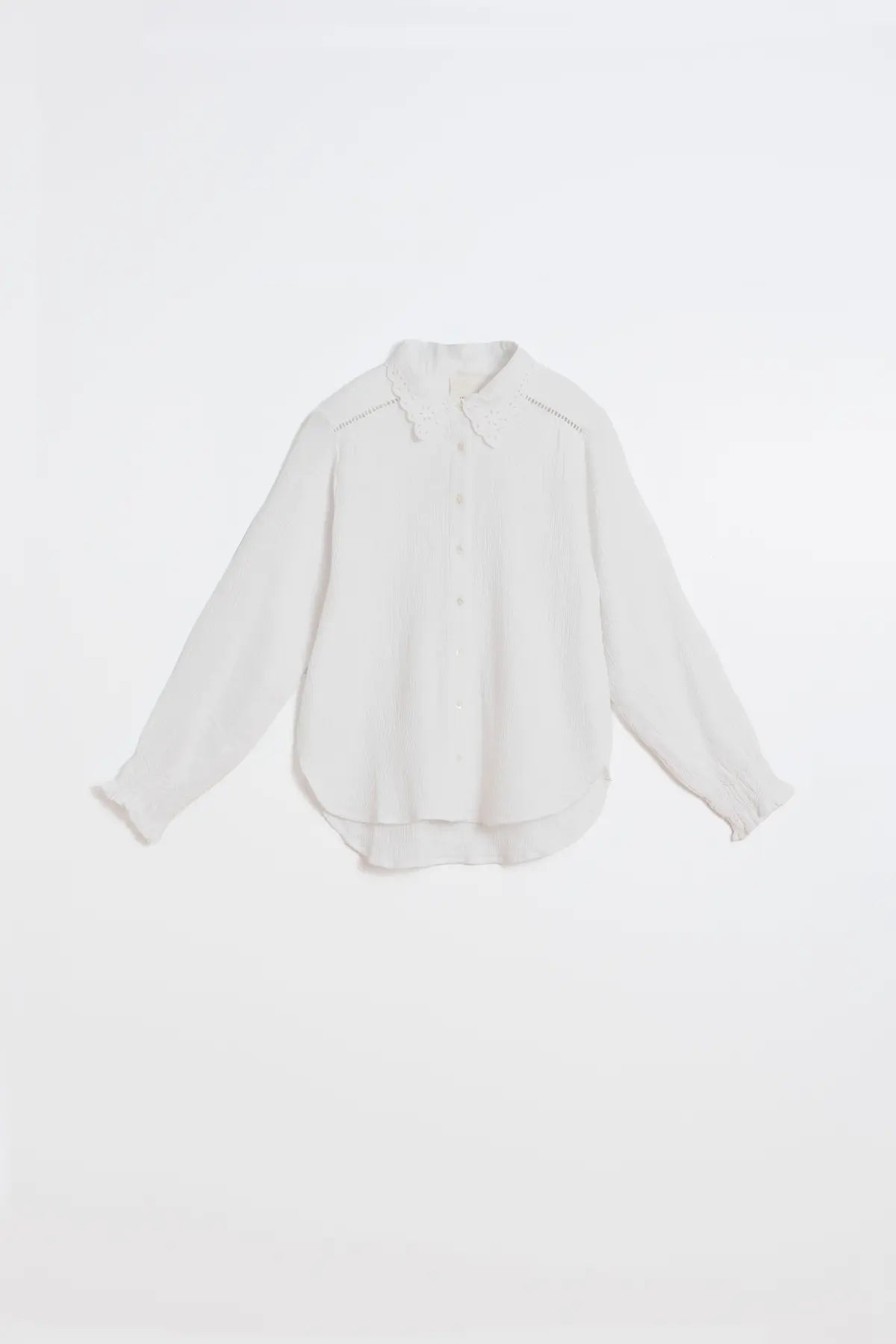 White Romantic Double-Gauze Shirt