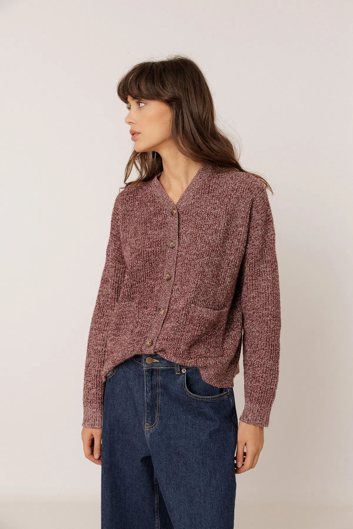 Marled Button-Up Cardigan