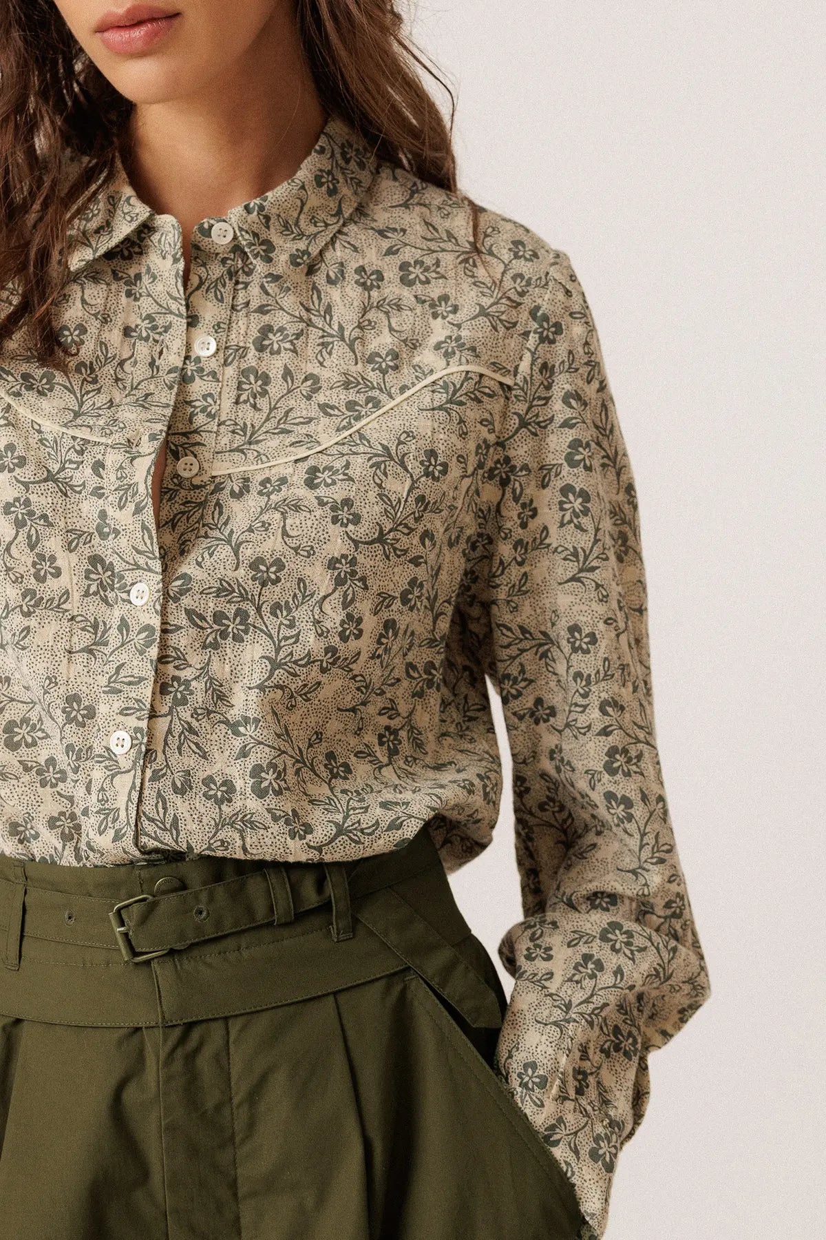 Green Western Flower Shirt
