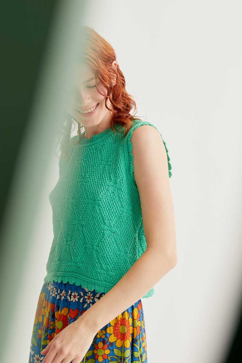 Green Chained Embroidered Top