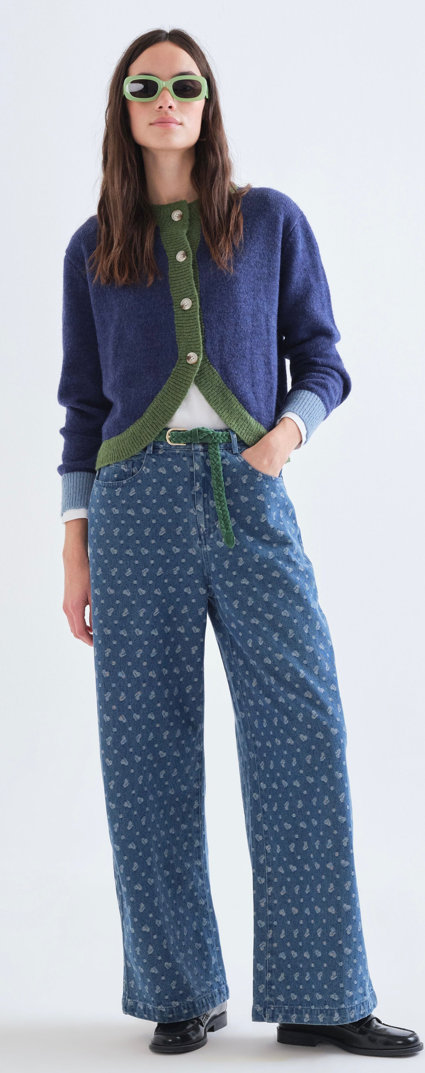 Navy and Green Cardigan