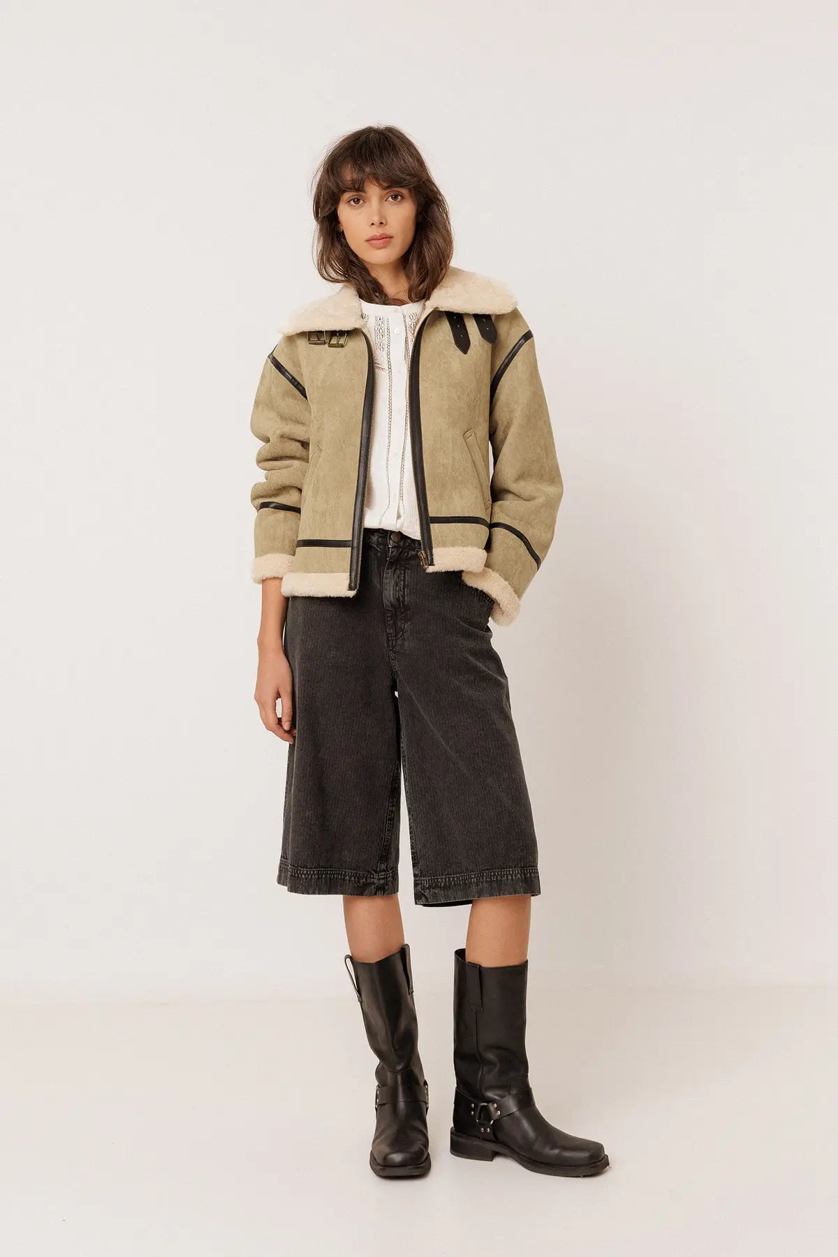 Sand Suede Aviator Jacket