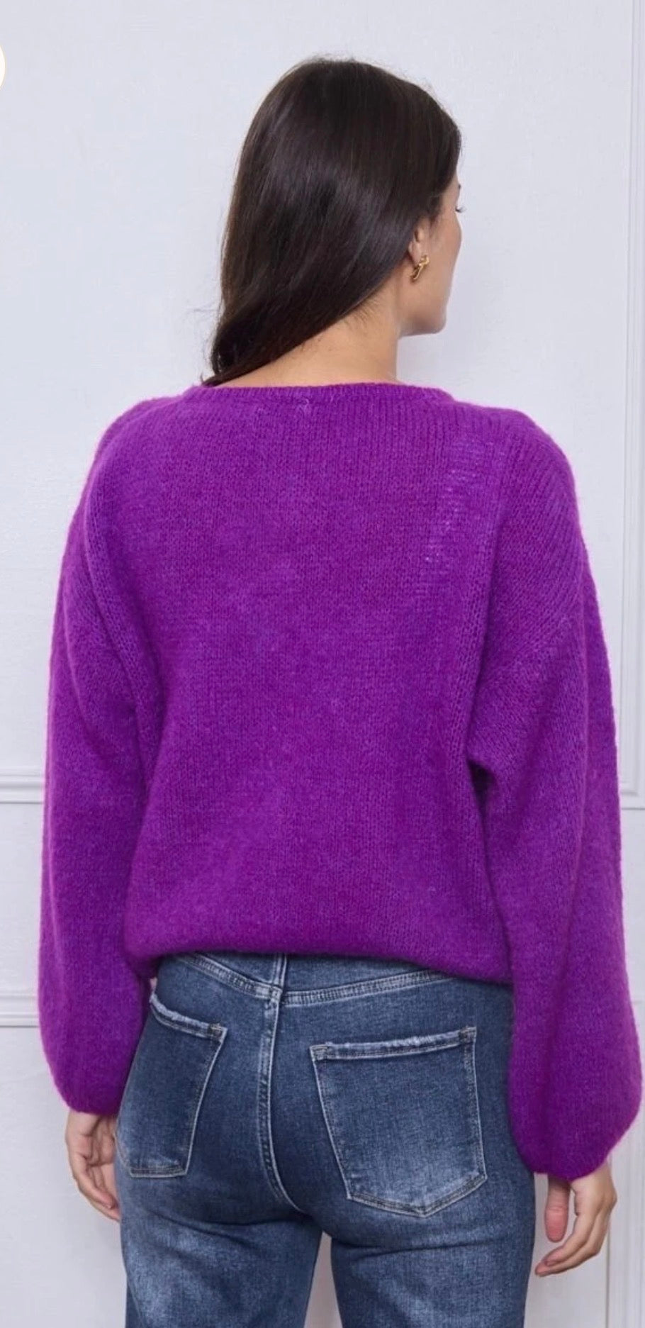 Cozy Purple Mohair Wool Cardigan