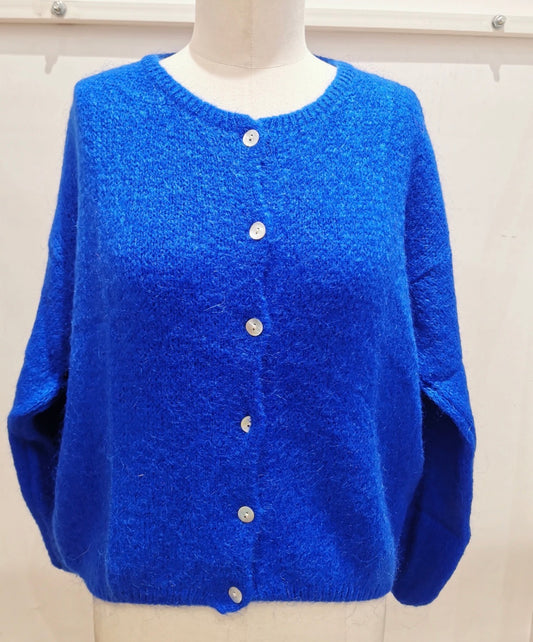 Cozy Blue Mohair Wool Cardigan