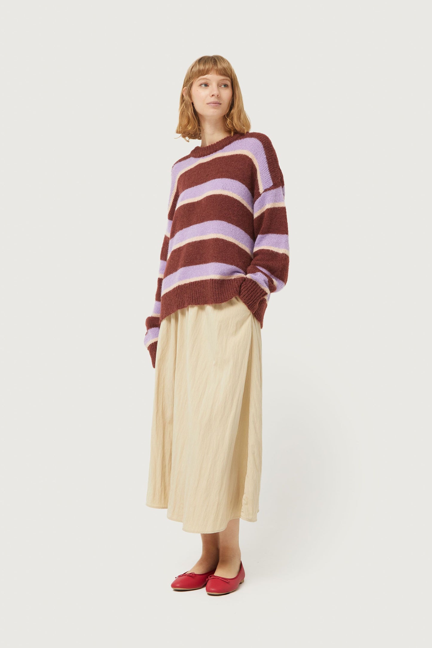 Brown Striped Knitted Sweater