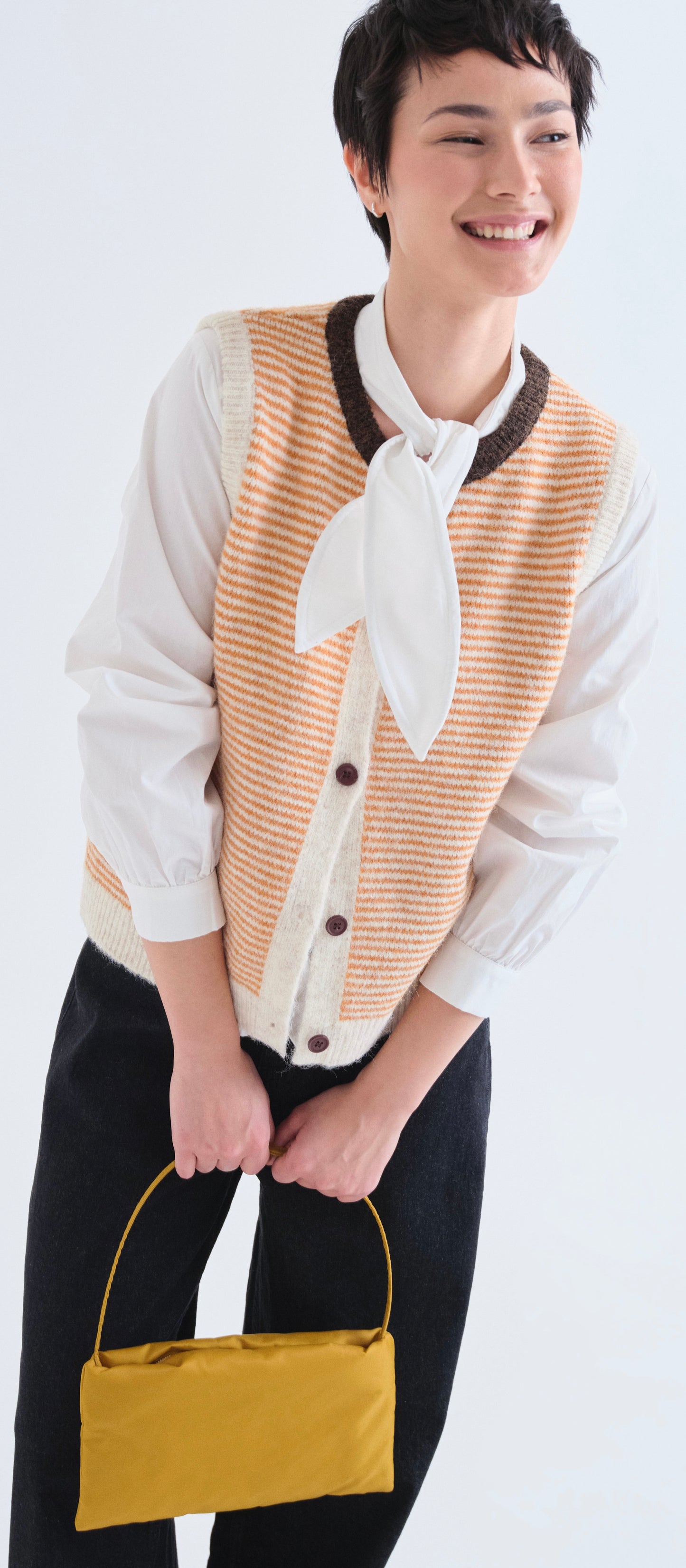 Knitted Vest with Striped Print