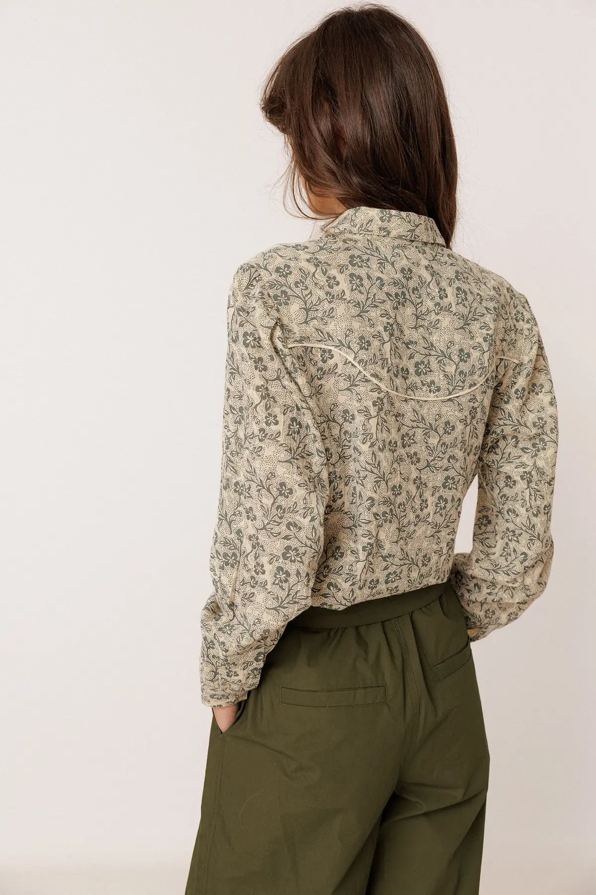Green Western Flower Shirt