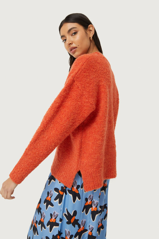 Orange Fluffy Knit Sweater